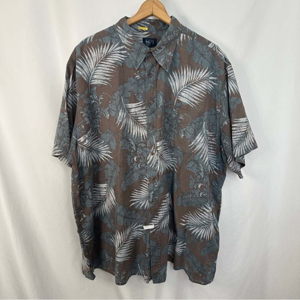 Harbor Bay Hawaiian Button Down Polo Shirt Mens 3XL Tropical Coastal‎ Beach